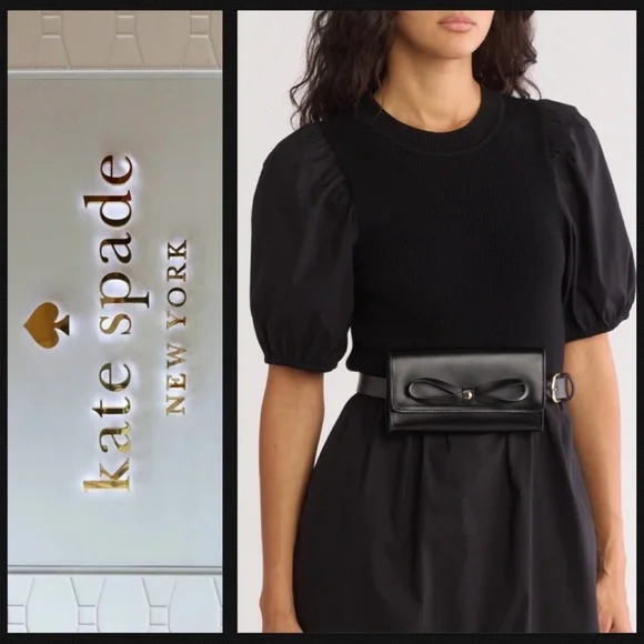 Kate Spade NWT Black Belt Bag with Bow Accent ♠️ - Picture 2 of 10